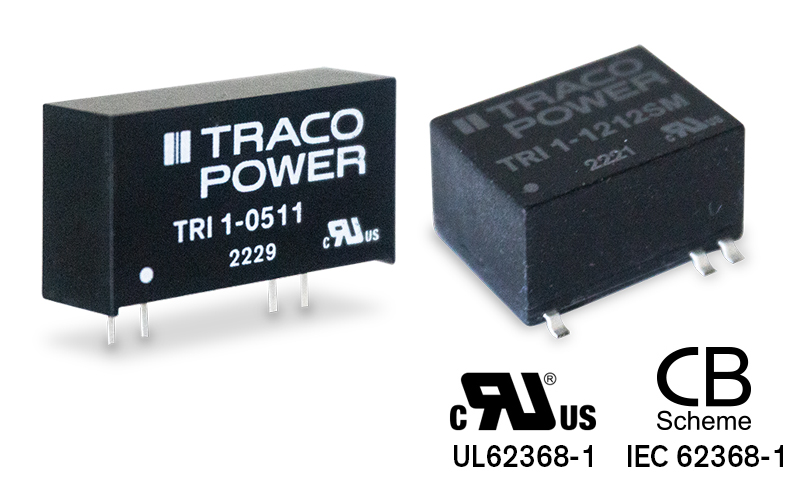 Convertitori CC/CC 1 watt ad alto isolamento con tensione di isolamento di 480 VCA